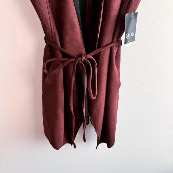 Stitch Fix MO-KA Burgundy Long Vest Lizzie Southwestern Faux Suede size XL - Picture 5 of 7